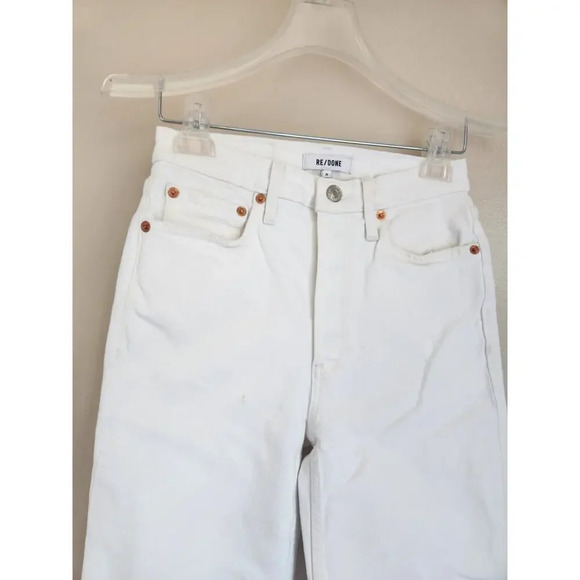 NWD Re/Done High Rise 70's Stove Pipe Distressed Jeans Size 26 White #BA406 - Picture 4 of 13